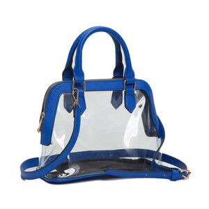 Tigerstars Transparent Clear Royal Blue Trim Top Handle Crossbody Bag